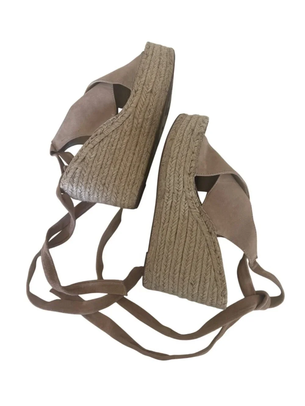 Marc Fisher Andira Pink Suede Wedge Sandals With Ankle Ties - Picture 6 of 10